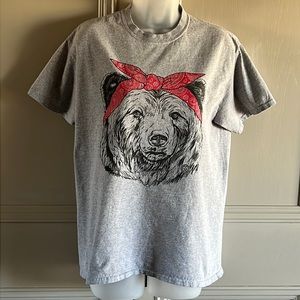 Girlie Girl Originals Bear Face Grey Tee-Shirt Sz ~> Medium